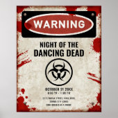 Zombie party sign with blood & biohazard symbol ポスター (正面)