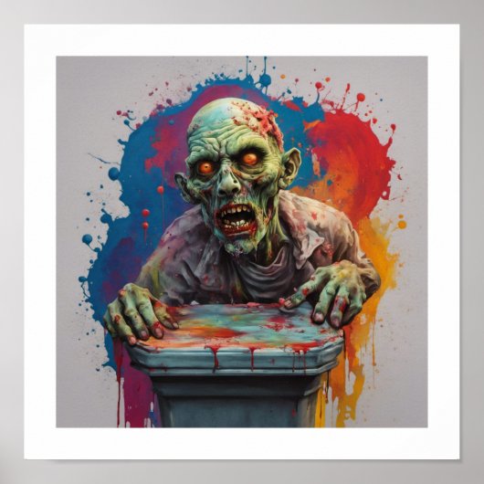 Zombie Posing for Shot Halloween Poster ポスター (正面)