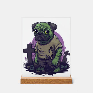 Zombie Pug � Undead Funny Halloween Dog アクリルサイン