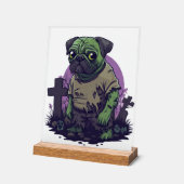 Zombie Pug � Undead Funny Halloween Dog アクリルサイン (傾斜)