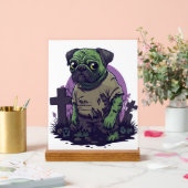 Zombie Pug � Undead Funny Halloween Dog アクリルサイン (ウェディング)