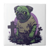 Zombie Pug � Undead Funny Halloween Dog タイル (正面)