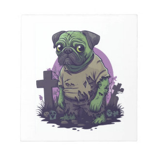 Zombie Pug � Undead Funny Halloween Dog ノートパッド