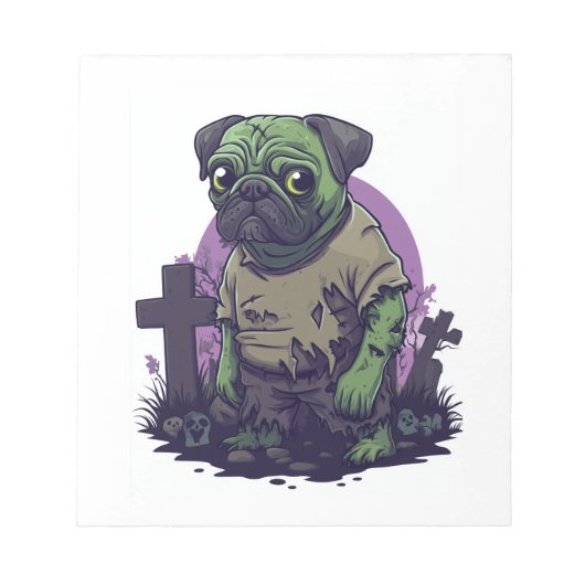 Zombie Pug � Undead Funny Halloween Dog ノートパッド (正面)