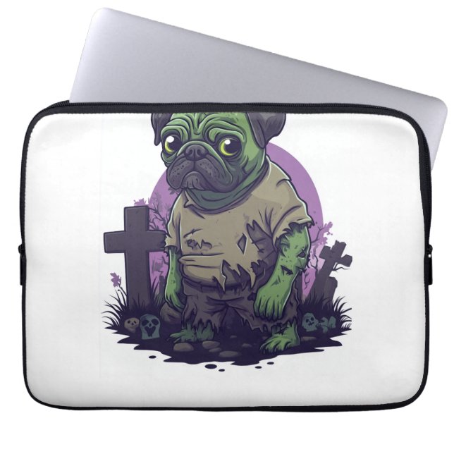 Zombie Pug � Undead Funny Halloween Dog ラップトップスリーブ (正面)