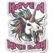 Zombie Punk Unicorn – 素敵な日のステッカーを持つ シール (正面)
