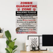 Zombie Quarantine Military Sign ポスター (ホームオフィス)