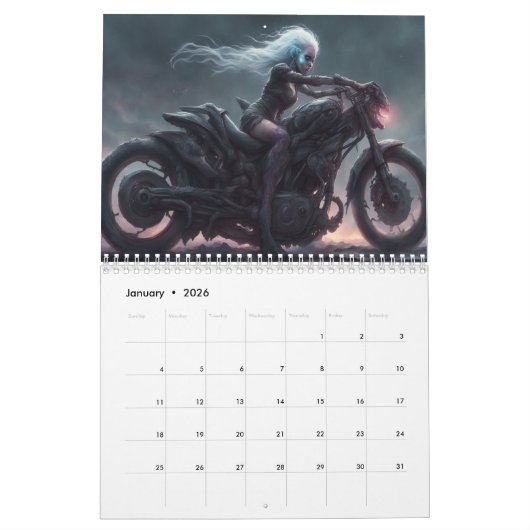 Zombie Rider Art Calendar カレンダー (1月 2026)