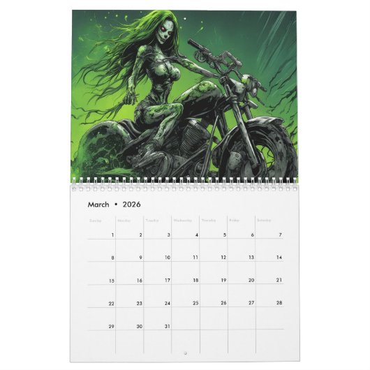 Zombie Rider Art Calendar カレンダー (3月 2026)