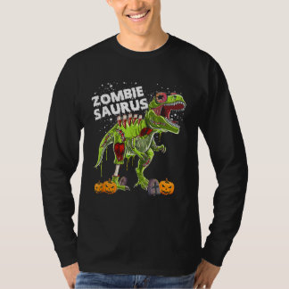 Zombie Saurus  Halloween Kids Dinosaur rex Tシャツ