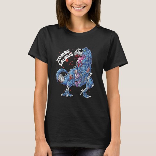 Zombie Saurus Halloween Kids Dinosaur Rex Tシャツ (正面)