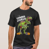 Zombie Saurus  Halloween Kids Dinosaur rex Tシャツ (正面)
