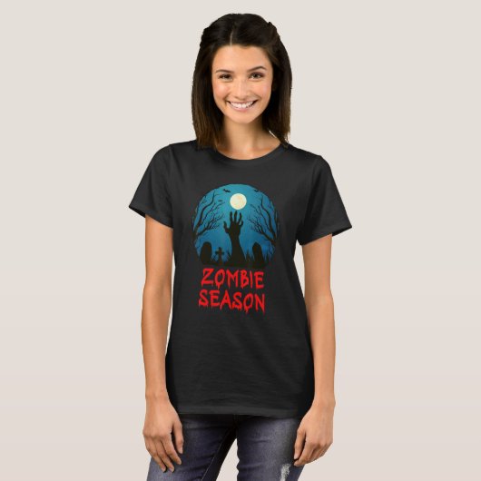 Zombie Season Moonlit Graveyard   Scary Kids Boys  Tシャツ (正面フル)