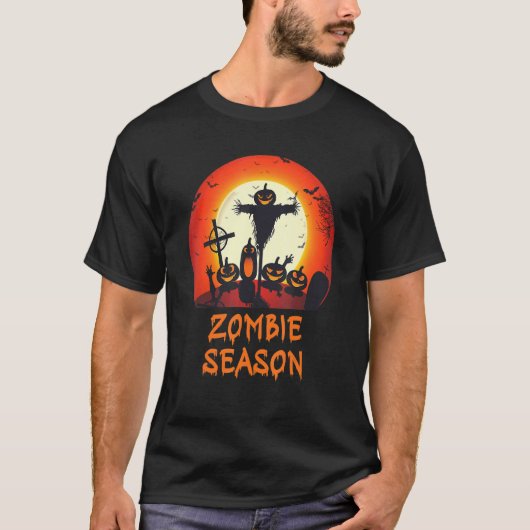 Zombie Season Moonlit Scary Graveyard Kids Boys A Tシャツ (正面)