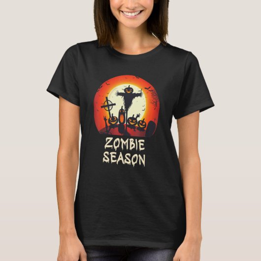 Zombie Season Moonlit Scary Graveyard  Kids Boys A Tシャツ (正面)