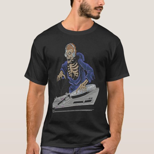 Zombie Skeleton Halloween DJ Tシャツ (正面)