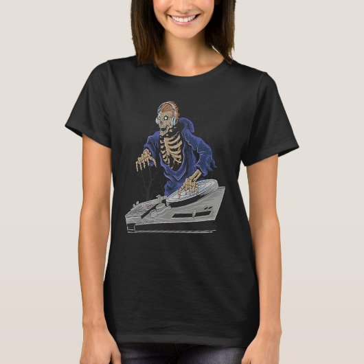 Zombie Skeleton Halloween DJ Tシャツ (正面)