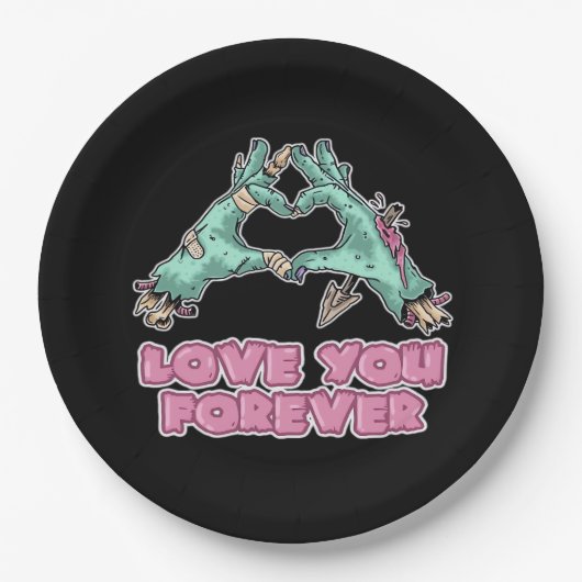 Zombie Skeleton Heart And Hands Classic Look ペーパープレート (正面)