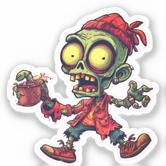 Zombie Sticker – Cool Horror Halloween 2025 シール (正面)