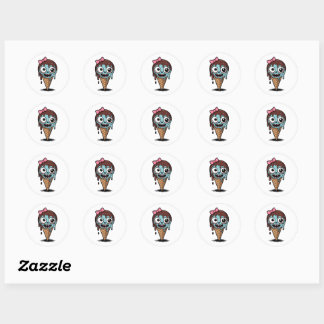 Zombie Stickers, Funny Ice Cream Stickers ラウンドシール