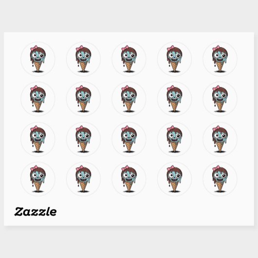 Zombie Stickers, Funny Ice Cream Stickers ラウンドシール (シート)