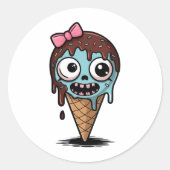 Zombie Stickers, Funny Ice Cream Stickers ラウンドシール (正面)