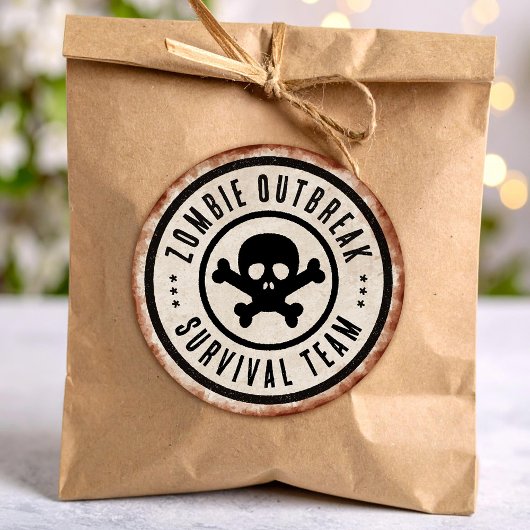 Zombie survival team with skull ラウンドシール