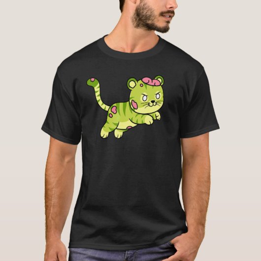Zombie Tiger Halloween Animal Cute Monster Graphic Tシャツ (正面)