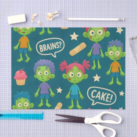 Zombie Tissue Paper Birthday Wrap 薄葉紙 (クラフト)