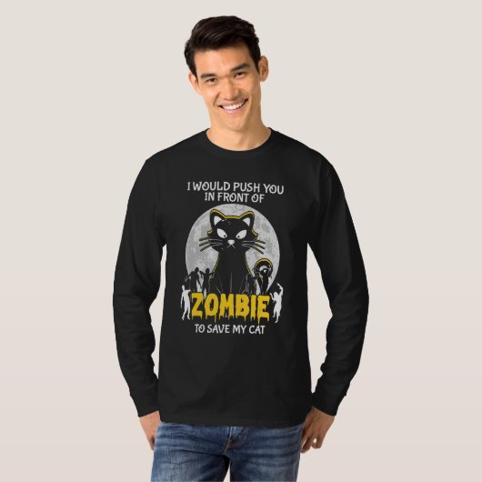 Zombie To Save My Cat Halloween Tシャツ (正面フル)