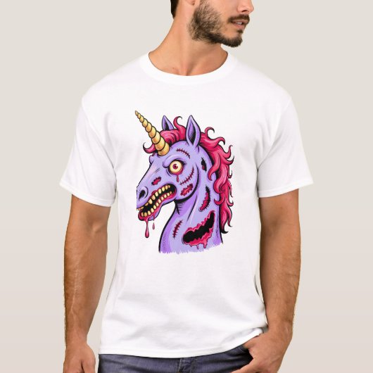 Zombie Unicorn Horror Fantasy Creature Design Tシャツ (正面)