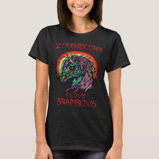Zombie Unicorn I Love Brainbows Halloween Gothic G Tシャツ