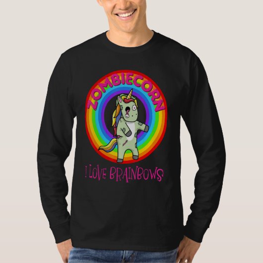Zombie Unicorn Zombiecorn Halloween Rainbow Tシャツ (正面)