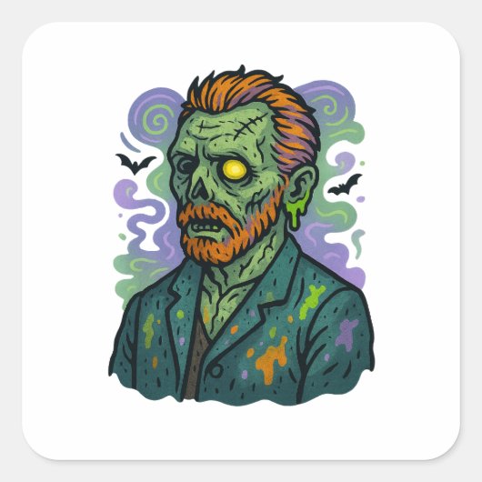 Zombie Van Gogh – Cartoon Comic Parody スクエアシール (正面)