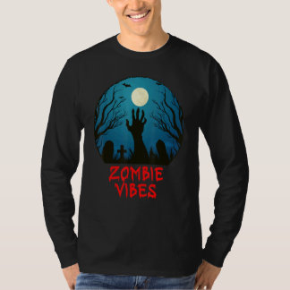 Zombie Vibes Moonlit Graveyard  Scary Kids Boys Ad Tシャツ