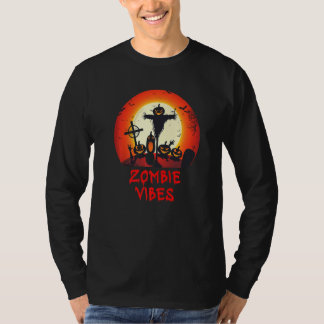 Zombie Vibes Moonlit Graveyard  Scary Kids Boys Ad Tシャツ