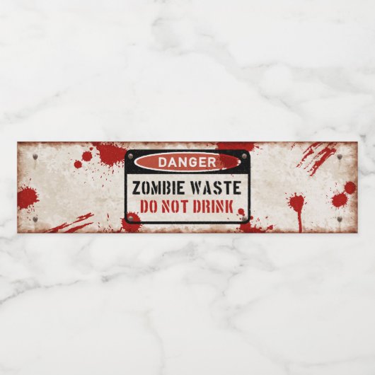 Zombie waste bottle label with rusty danger sign ペットボトルラベル (シングルラベル)