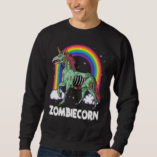 Zombiecorn Zombie Unicorn Halloween Women Girls Ra スウェットシャツ (正面)