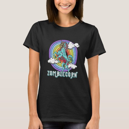 Zombiecorn Zombie Unicorn Rainbow Scary  Halloween Tシャツ (正面)