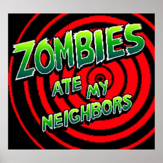 Zombies 食べ My  Neighbors Pixel Art ポスター (正面)