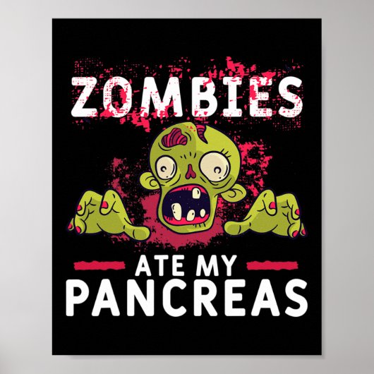 Zombies Ate My Pancreas Fun Pancrease Diabetes Rec ポスター (正面)