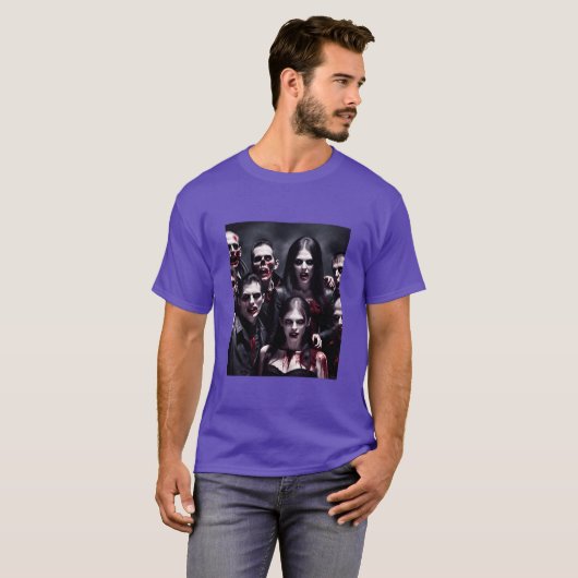 Zombies celebrate Halloween vintage Tシャツ (正面フル)