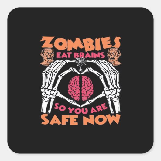 Zombies Eat Brains Classic Minimal Style スクエアシール (正面)