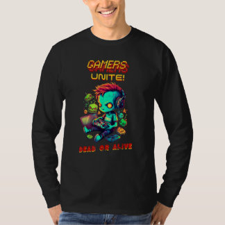 Zombies Gamers Unite Arcade Game Virtual Player Te Tシャツ