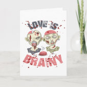 Zombies Love Is Brainy – Funny Halloween カード (正面)