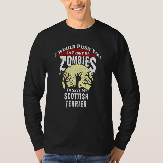 Zombies Scottish Terrier Spooky Halloween Tシャツ (正面)