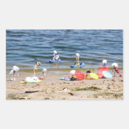 Zomer op het strand met de Fubby's 長方形シール
