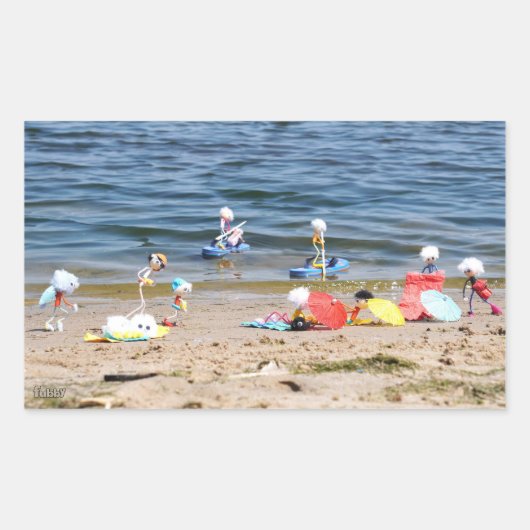 Zomer op het strand met de Fubby's 長方形シール (正面)