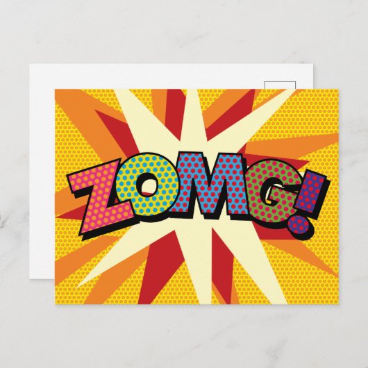 ZOMGおもしろいレトロ漫画ブックアーポップ・アートのト 案内ポストカード (正面/裏面)