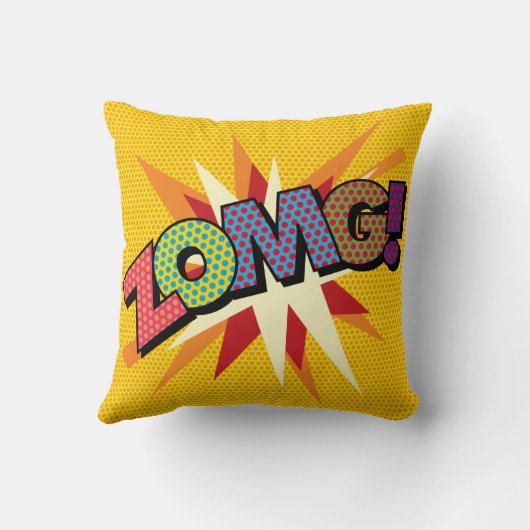 ZOMGおもしろい漫画ブックアーポップ・アートのトタイポグラフィ クッション (裏面)